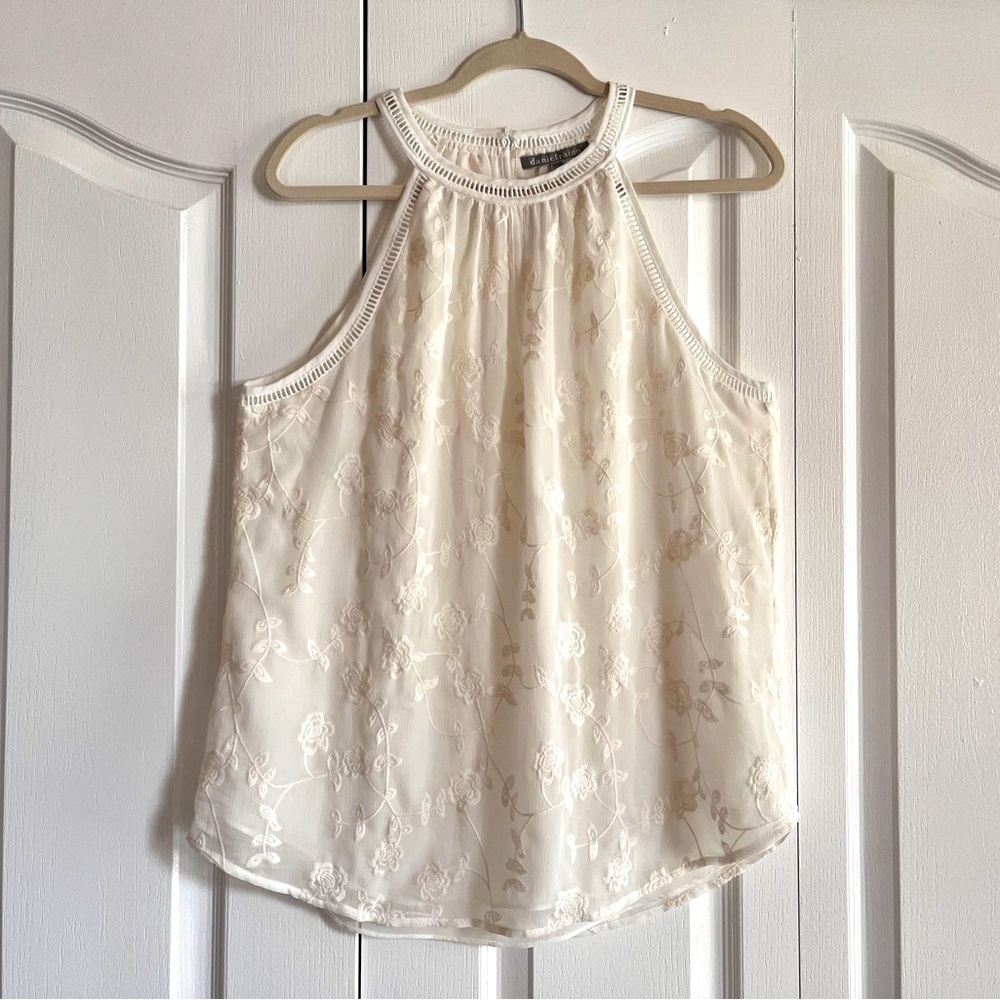 EUC Daniel Rainn Rizer top ivory off-white halter top  size L